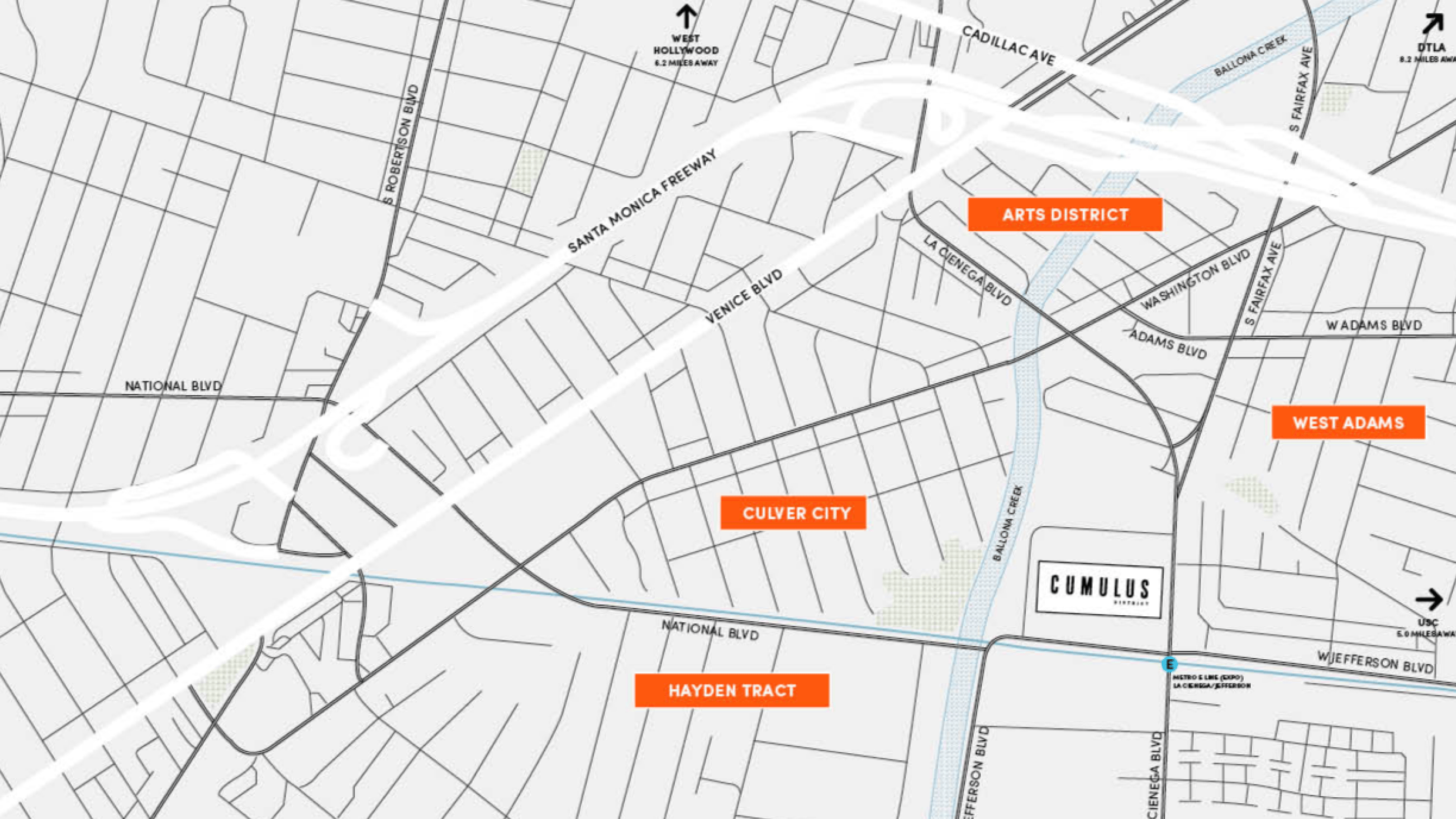 A map of the Cumulus District neighborhood